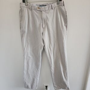 Peter Millar Raleigh Washed Twill Flat Front Pants Stone Gray Men's 33x32